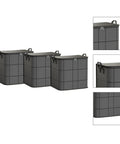 Heavy Duty Nonwoven Storage Bins Three Pack With Sturdy Handles, spacious black organizers for quilts and clothes, 49x48x68 cm.