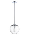 One Light Dimmable Pendant With Clear Seedy Glass Globe In Polished Chrome Dope Modern Kitchen Island Lighting Adjustable Height