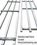 Workhorse Unpowered Conveyor Roller System For Easy Move Of Barrels, Cartons, And Beverages In Warehouses And Distribution Centers With ABS Plastic Rollers And Steel Frame In 30 40 50 Cm Widths The Ultimate DIY Factory Setup stainless steel frame, side view