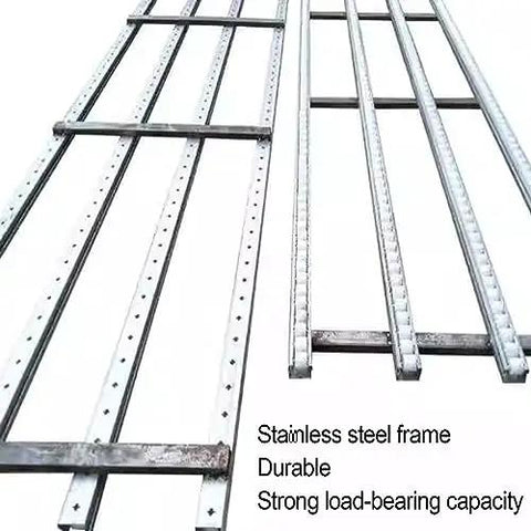 Workhorse Unpowered Conveyor Roller System For Easy Move Of Barrels, Cartons, And Beverages In Warehouses And Distribution Centers With ABS Plastic Rollers And Steel Frame In 30 40 50 Cm Widths The Ultimate DIY Factory Setup stainless steel frame, side view