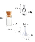 Mini Glass Bottle Charms With Corks And Eye Screw Caps Includes Tiny Dropper Vials For Diy Necklace And Keychains, set of 12 glass bottles with corks.
