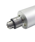Close-up of Portable Micro Aluminum Handheld Drill For PCB DIY Projects showing 0.3mm to 4mm chuck attachment.