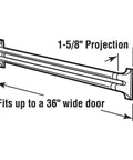 Diagram of K 5167 36 Inch Steel Reinforced White Vinyl Push Bar for Hinged Swinging Screen Doors showing dimensions and projection.