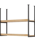 Badass Heavy Duty Ceiling Shelf Brackets With Screws, 2 Tier Floating Metal Bracket Supports For Kitchen Or Dining Room, Rock Solid U Shape Black Load Holders 110 Lb 2Pack with wooden shelves.