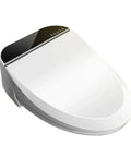 Electric Bidet Toilet Seat Cover Pumping Heat With Built In Led Night Light And Kid Safe Bench, sleek white design.