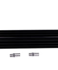 12 Inch Dual Pass Aluminum Transmission Cooler With One Quarter Inch NPT Fittings in black finish with fittings visible