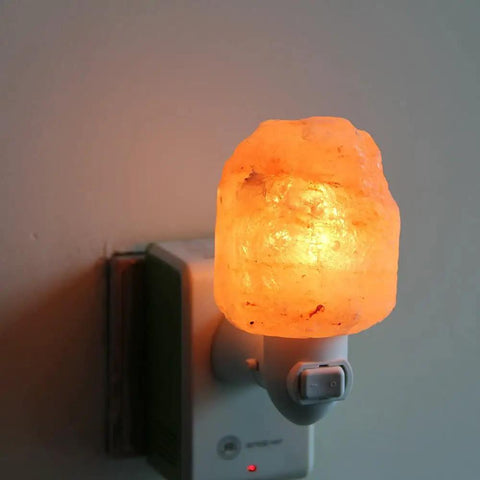 Himalayan Salt Lamp Night Light Plug In With 360 Degree Rotatable Wall Plug And Extra Replacement Bulbs Handcrafted Pink Crystal Rock Salt glowing on wall