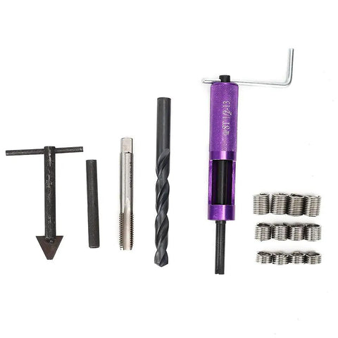 Half Inch 13 UNC Thread Repair Kit with 12 threaded inserts and DIY repair tool for home mechanics, detailed view.