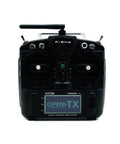 Front view of Taranis X9 Lite Black 24 Channel Access Radio Transmitter for RC Drones FPV Racing with voice prompts and haptic alerts.