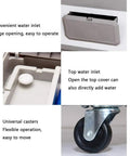 Heavy Duty Portable Evaporative Air Cooler water inlet and casters for easy movement and water filling.
