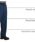 Men's Navy Industrial Cargo Work Pants, Breathable 7.5 Oz Twill With Reinforced Seams And Heavy Duty Zipper, featuring breathable fabric.