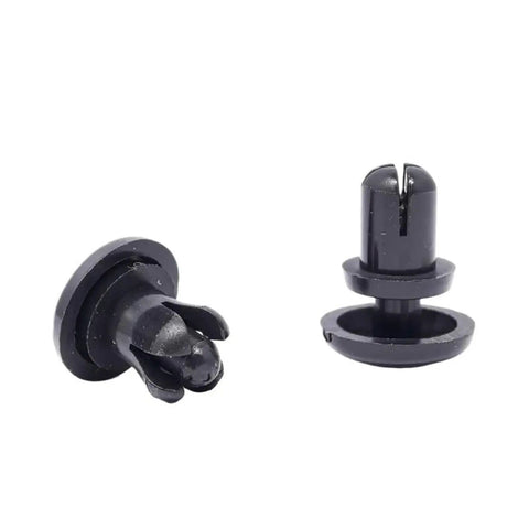 100 Piece Heavy Duty Nylon Expansion Rivets For Pcb Fixing And Blind Rivet Jobs, two black nylon fasteners for electronics assembly.