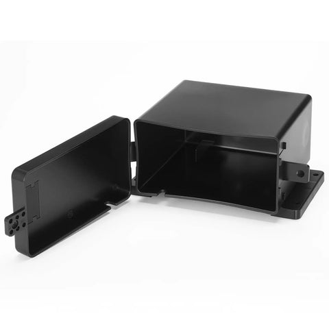 Bulletproof 3 Pack Breakaway Battery Box For Trailers And Travel Trailers Lockable Spare Battery Case Keeps Your Tow Game Tight And Fully Compliant 6 X 5.5 X 3.25 Inches black battery box opened with lid