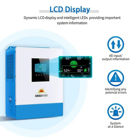 LCD display of 5000W 48V Pure Sine Wave Solar Inverter Charger With 100A MPPT And 40A AC Battery Charger, 120V Output