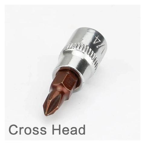 Cross head bit socket in Cool 21 Piece Torx Star Bit Socket Kit With Hex Ratchet Wrench For Tightening Bolts That Are Rusty Or Stubborn Perfect For Narrow Spaces And Heavy Duty Auto Repair Jobs Without Any Bending Crack Issues.