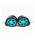 60mm Furniture And Office Chair Casters Set, light blue car-wheel style, two wheels, close-up view.