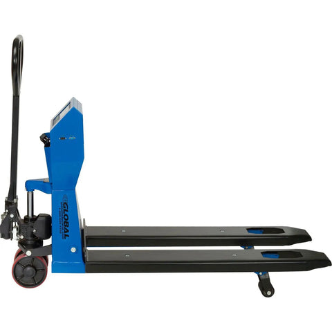 Heavy Duty Low Profile Pallet Jack Scale Truck Built Tough For Serious Payload Jobs Featuring Integrated Digital Weight Meter And No Sweat Ergonomic Pump Lever Systems