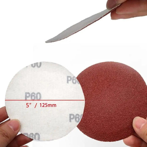 Grab These Sweet 100-Pc Flocking Sandpaper Discs With Hook Loop Backing To Crush Polish And Grind Jobs Using Durable Alumina Grits From Coarse to Fine - 5 inch P60 sandpaper for efficient polishing.