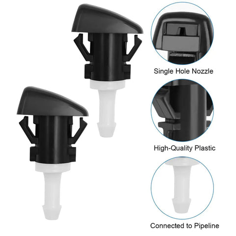 Two Piece Windshield Washer Nozzles Kit Replacement For Front Windshield Spray Heads Easy Install Plug And Play Fits