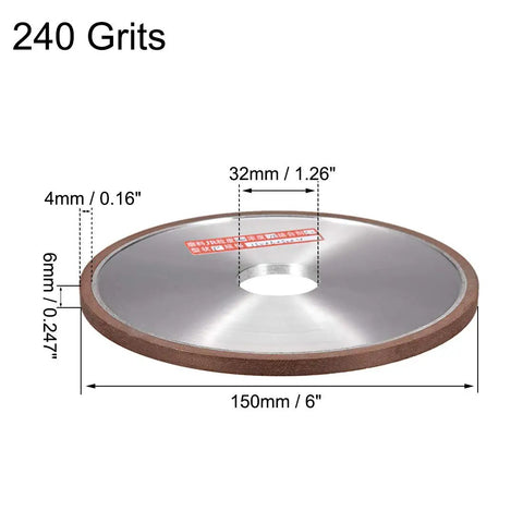 Six Inch Diamond Grinding Wheel Resin Bonded Flat For Metal And Carbide, 240 Grit, Heavy Duty Workhorse For Pro Grade Surface And External Grinding, Built To Outlast