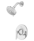 Single Handle Shower Trim Kit With Multi Function Shower Head Packed With Five Spray Modes Rain Massage Invigorating Champagne And Champagne Rain Combo In Polished Chrome Finish For Easy Two Hole Install Model LG897WRC showing polished chrome shower head and handle