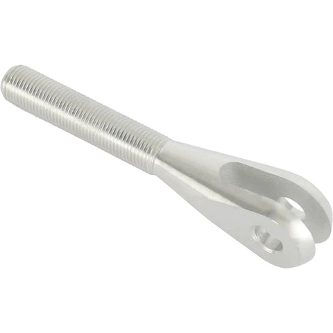Rock Solid Zinc Plated Steel Clevis With 1/2-20 Right Hand Threads Drop In Linkage Fitting boasts a clean 5/16 inch slot and 3/8 inch pin bore.