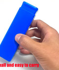 Blue rectangular case held in hand, labeled 'Small and easy to carry'