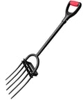 Heavy Duty Garden Fork With Five Diamond Point Tines, 45 Inch Long Hand Tiller And Cultivator For Digging, Spading, Composting, And Breaking Hard Soil, Includes Slip Foot Plate For Extra Leverage