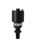 Close-up of Pro Grade Air Filter Regulator Lubricator FRL Unit With Auto Drain, BC3000 A Type PT3 8, black cylinder component