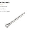 30 Pack 2mm By 16mm Cotter Pins Hairpin Clips 304 Stainless Steel Silver Finish Durable For Machinery And Equipment 0.08 Inch Diameter 0.63 Inch Short Side Split Pins shown with strong durability and hairpin design features.
