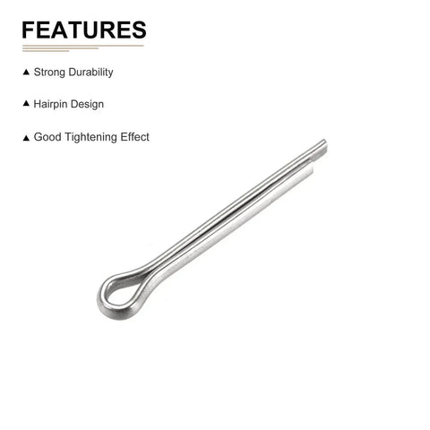 30 Pack 2mm By 16mm Cotter Pins Hairpin Clips 304 Stainless Steel Silver Finish Durable For Machinery And Equipment 0.08 Inch Diameter 0.63 Inch Short Side Split Pins shown with strong durability and hairpin design features.