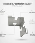 Heavy Duty Steel Corner Shelf Connector Bracket for DIY Shelving, 90 Degree Joint, Compact 3.9 x 3.9 x 3.9 Inch, Silver Finish