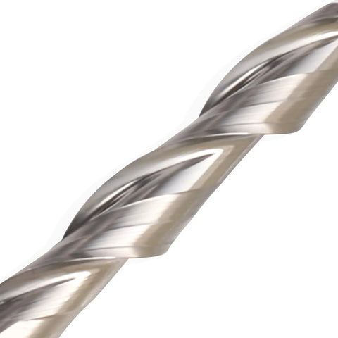 CNC router bit end mill, carbide, two-flute upcut, 1/16 in cutting diameter, close-up