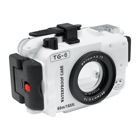Underwater Housing For Olympus TG-6 Camera 60M Waterproof Case With Full Button Access, Rain Snow Dust Resistant, Includes 67mm Red Filter