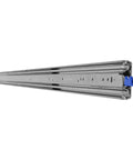 Heavy Duty Full Extension Drawer Slides With Locking Rails Built Tough For Rock Solid Cabinet Storage and smooth operation shown from side angle.