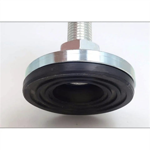 4 Adjustable Leveling Feet For Heavy Duty Machinery M16 Swivel Levelers With Galvanized Finish Built Tough And Stable For Home Office Workshop Restaurant And Industrial Equipment Easy To Install Durable Corrosion Resistant close-up with black rubber base