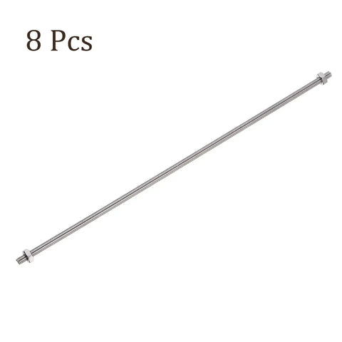 8 Pcs Eight Pack M4 Threaded Rods With Hex Nuts, 10 Inch Stainless Steel Fully Threaded Studs For Beaded Garden Stakes