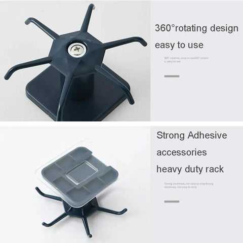 2 Pack Under Cabinet Hooks With 360 Degree Rotation Kitchen Utensil Hangers Nail Free Adhesive Mount No Drill Install Storage For Utensils Towels Knives And Tools In Cabinets RV Kitchen Organizers