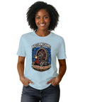 Cool Vintage Blueprint Gear Tee For Real Car Guys And Engineers Looking Awesome With Distressed Tech Art Design, light blue, cotton.