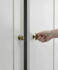 Hand opening door with 4 Pack 1.5 Inch Large Brushed Antique Brass Bi Fold Closet Door Knobs With Wide Backplate For Weathered Gold Dresser Cabinet