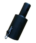 Black metal Auger Adapter 3/4 Inch Male To 7/8 Inch Female Universal Drill Bit Connector for 2 Stroke Engine with guide pin.