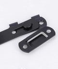 Close-up of 2pcs Stainless Steel Right Angle Gate Latch with Slot Design, Black showing side view and slot detail.