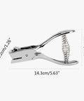 Heavy Duty Single Oval Hole Puncher for Scrapbooking Handheld Paper Cutter With Clear Alignment Window shown with dimensions
