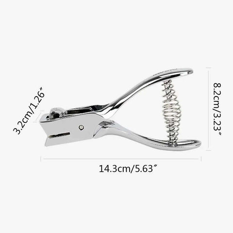 Heavy Duty Single Oval Hole Puncher for Scrapbooking Handheld Paper Cutter With Clear Alignment Window shown with dimensions