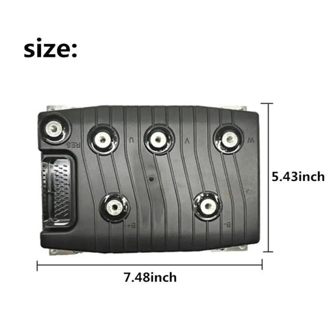 Heavy Duty 48V 235A AC Motor Controller Built Like A Tank With Overload Protection Anti Interference System, dimensions 7.48 x 5.43 inches.