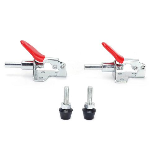 Two Pack Toggle Clamp Set Push Pull Quick Positioning Fixture For Small Space DIY Friendly Home Decor And Woodworking Iron And Plastic 6.6 By 4 Cm Holding Alignment Hand Tool, two red lever clamps