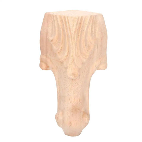 Close-up of a carved solid wood leg from 4 Pack European Style Dope Carved Cabinet Legs, Solid Wood Furniture Feet For Tables, Sofas, And Closets