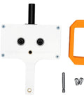 LiebeWH Automatic Wire Threading Tool Kit With Drill Attachment parts including white cable threader body and orange clamp.