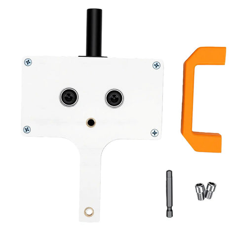 LiebeWH Automatic Wire Threading Tool Kit With Drill Attachment parts including white cable threader body and orange clamp.