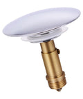 Copper Bathtub Drain Stopper with Bounce Design for Easy Control, polished chrome top, brass body, convenient for sink or bathtub use.